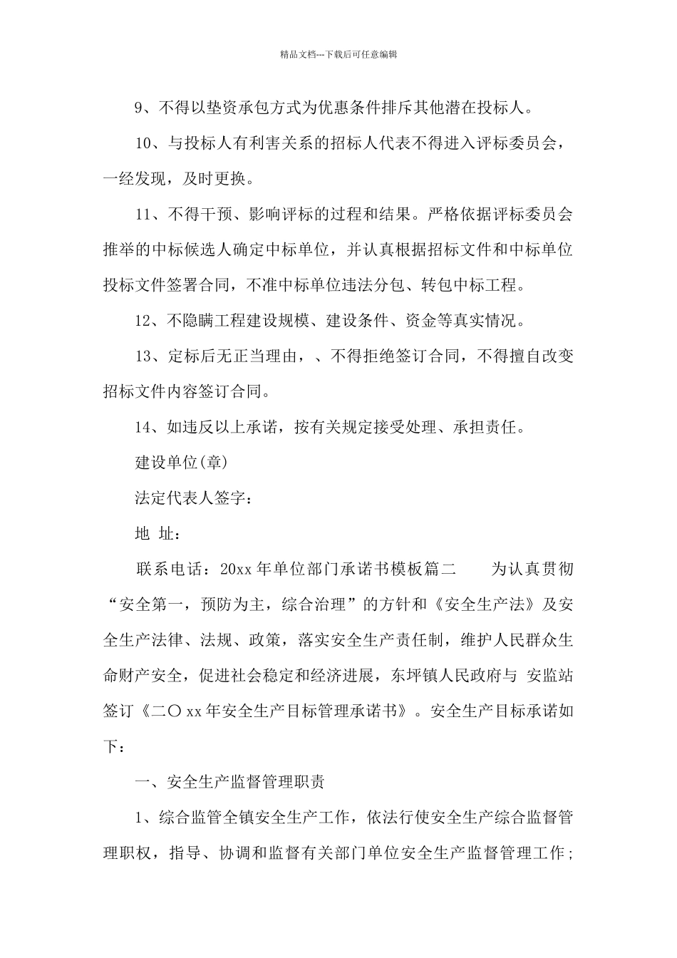 2024年单位部门承诺书模板_第2页