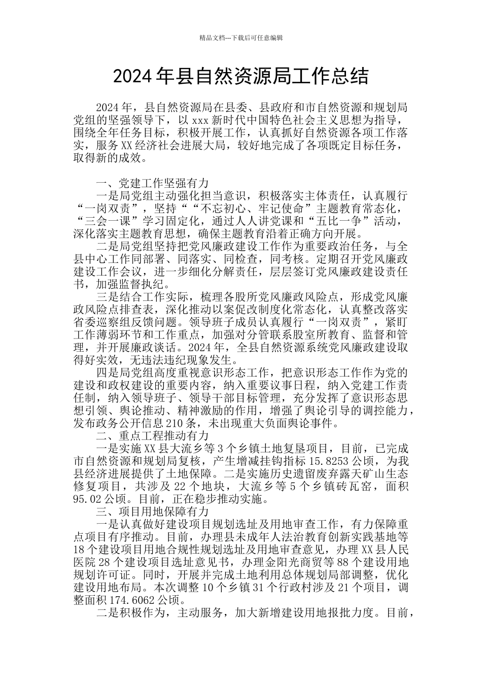 2024年县自然资源局工作总结_第1页