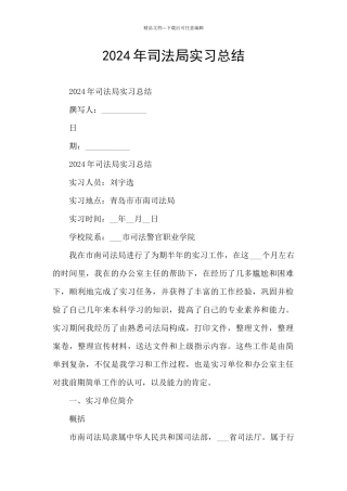 2024年司法局实习总结