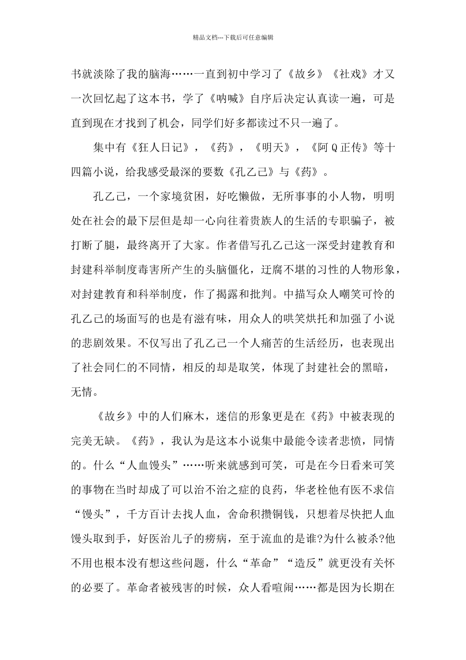 2024年呐喊读后心得体会范文五篇_第3页