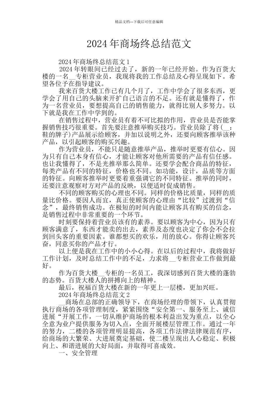 2024年商场终总结范文_第1页