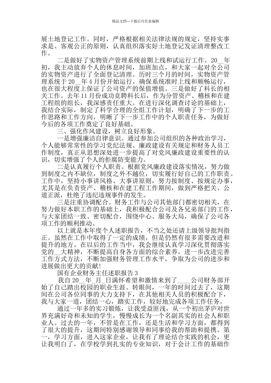 2024年国有企业财务主任述职报告范文五篇_第3页