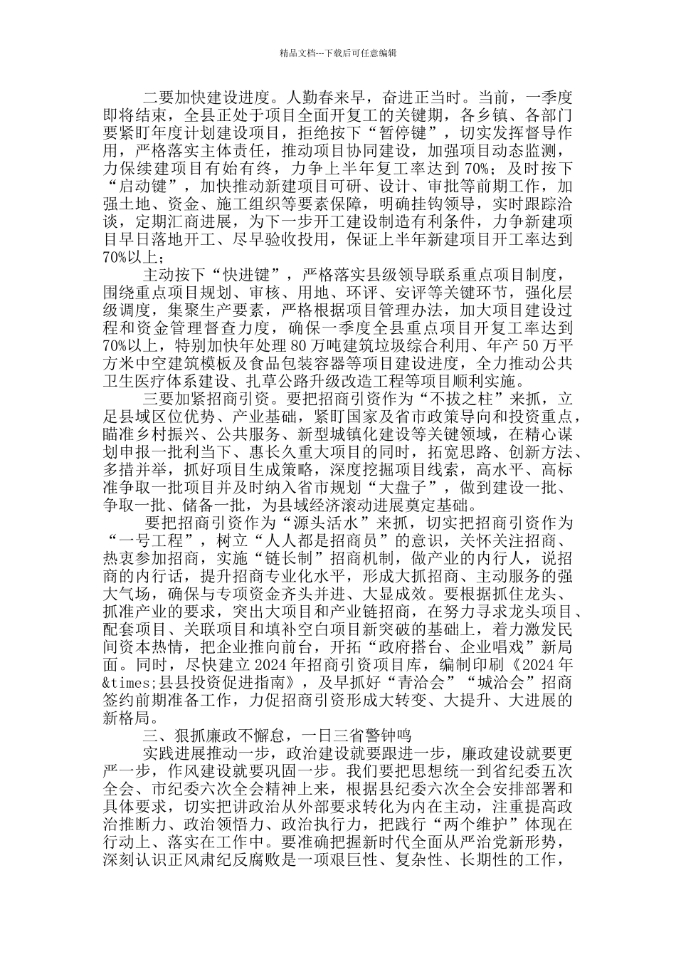 2024年在县政府全体会议暨廉政工作会议上的讲话_第3页