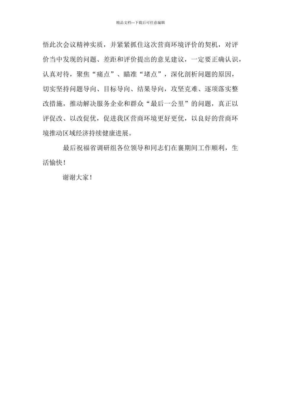 2024年在迎接省营商环境评价实地调研汇报会上的欢迎辞_第3页