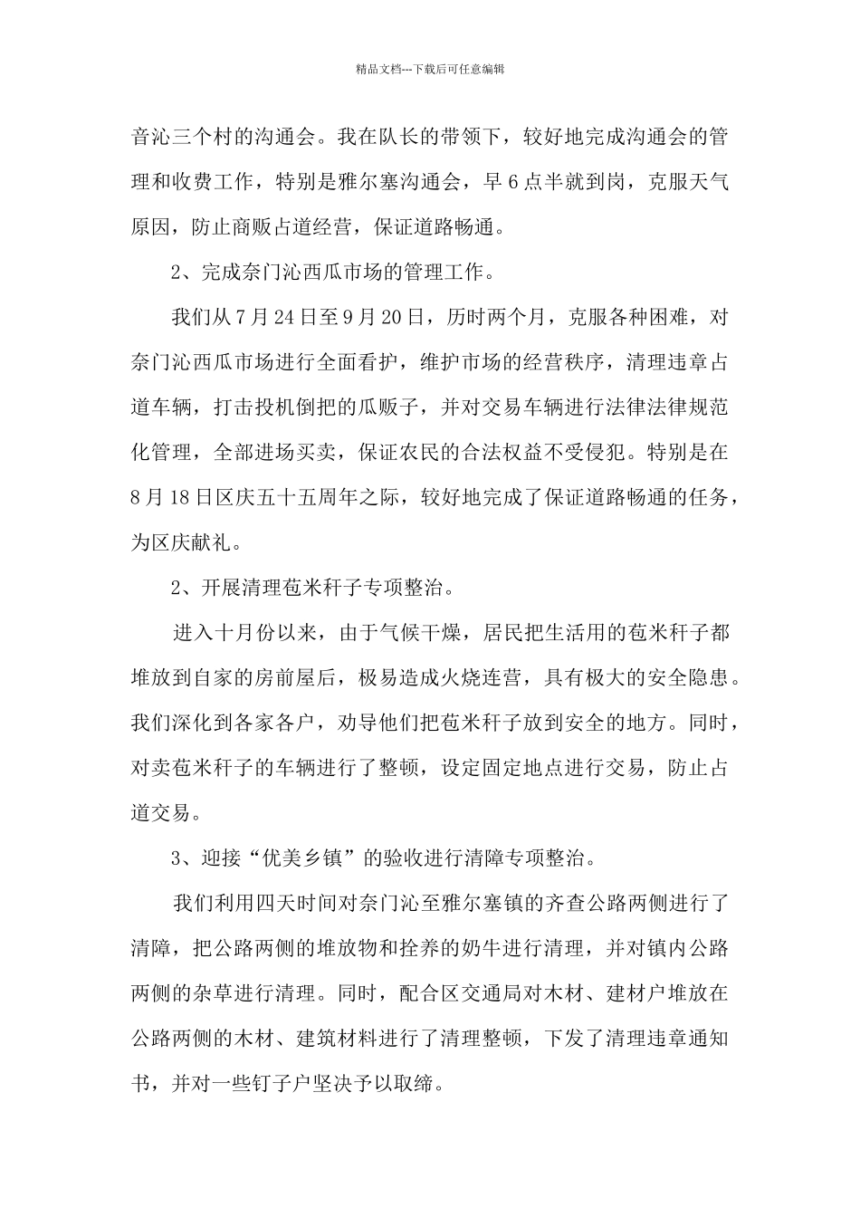 2024年城市管理工作总结5篇范文_第3页