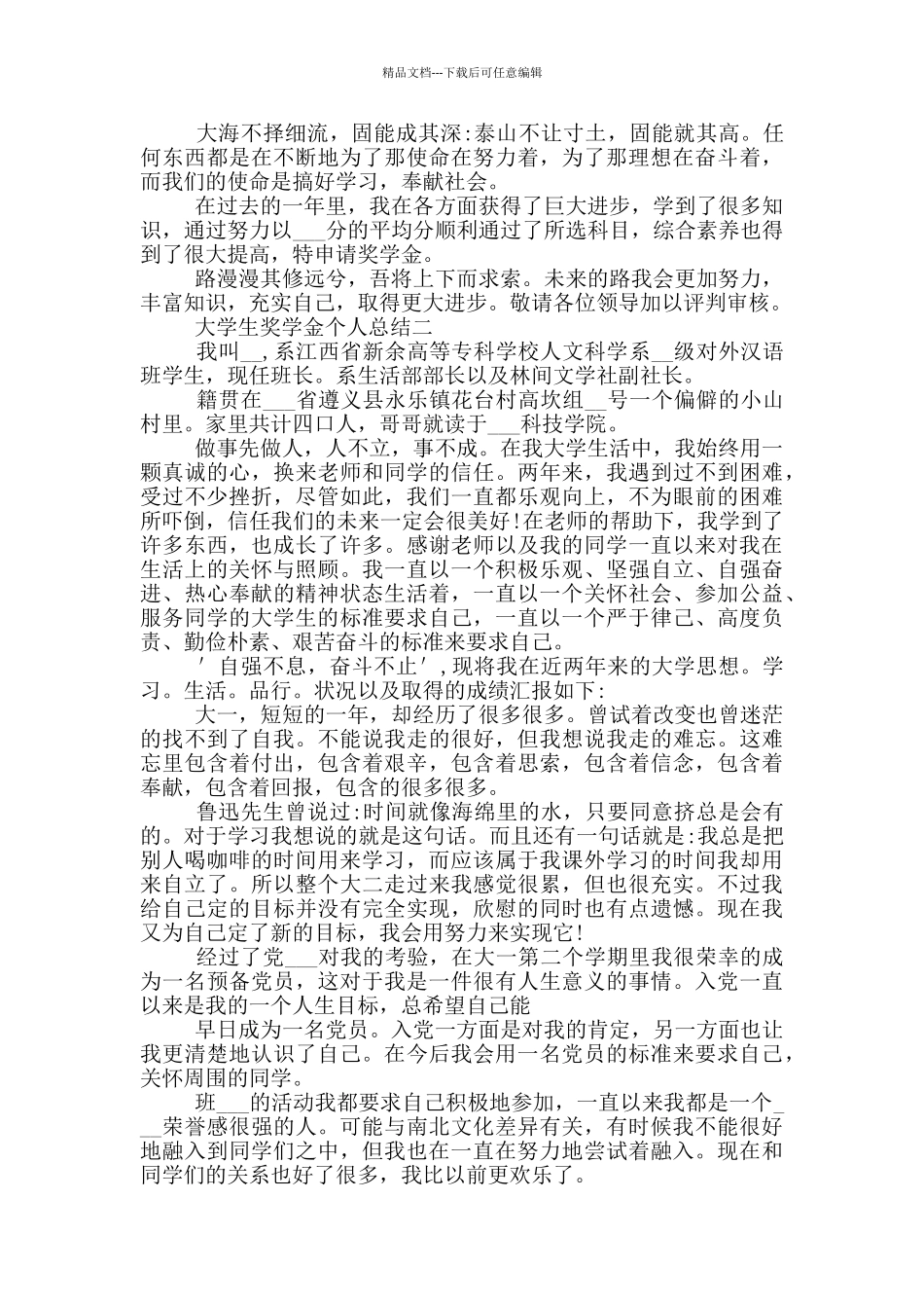 2024年大学生奖学金个人总结_第2页