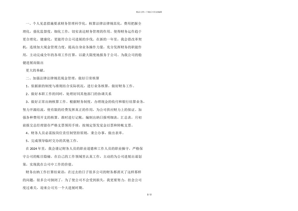 2024年学校财务出纳工作计划_第2页