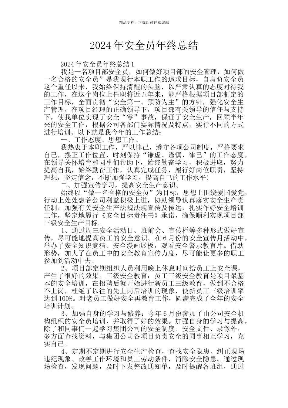 2024年安全员年终总结_第1页