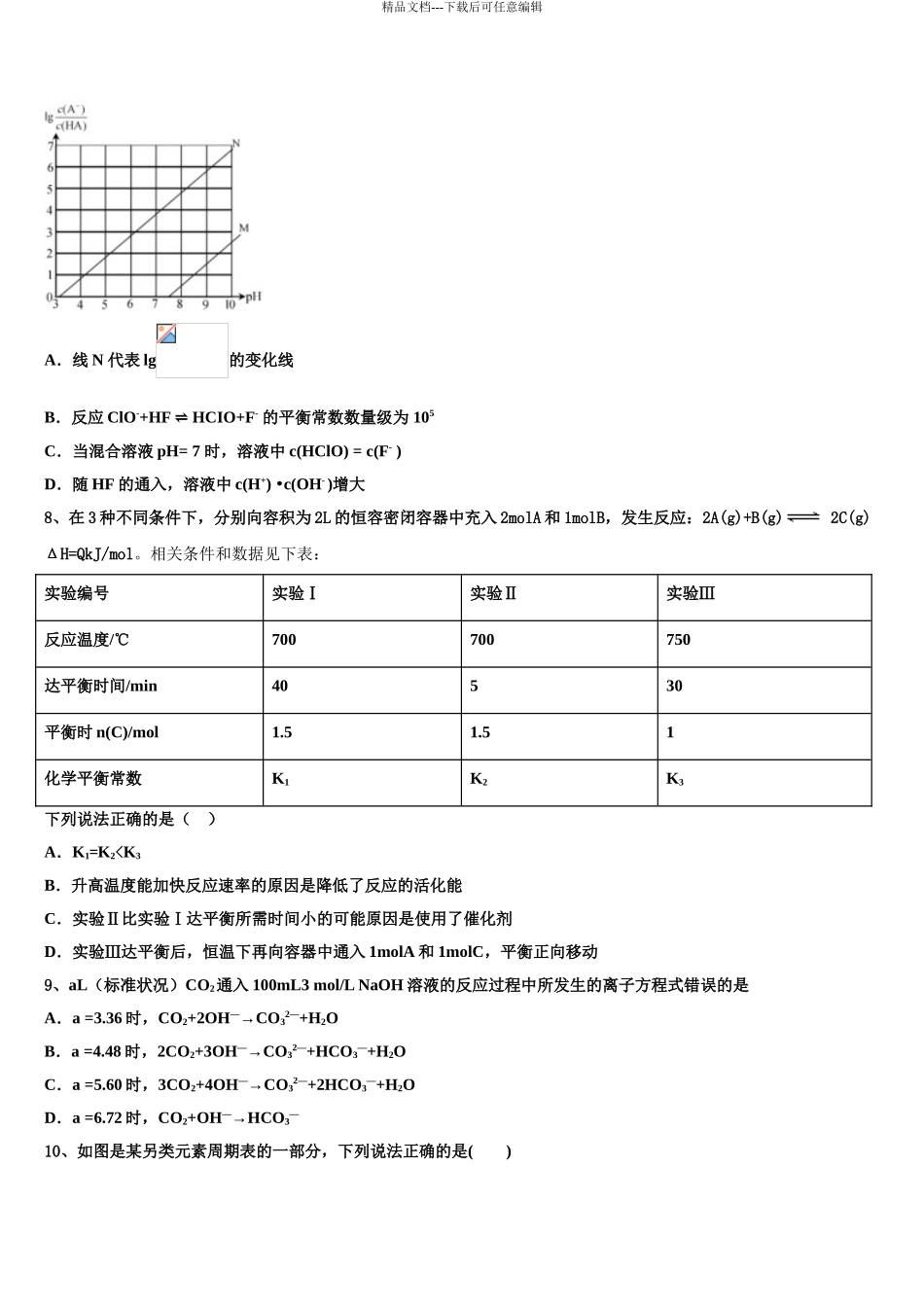 2024年安徽省六安中学高三第二次调研化学试卷含解析_第3页