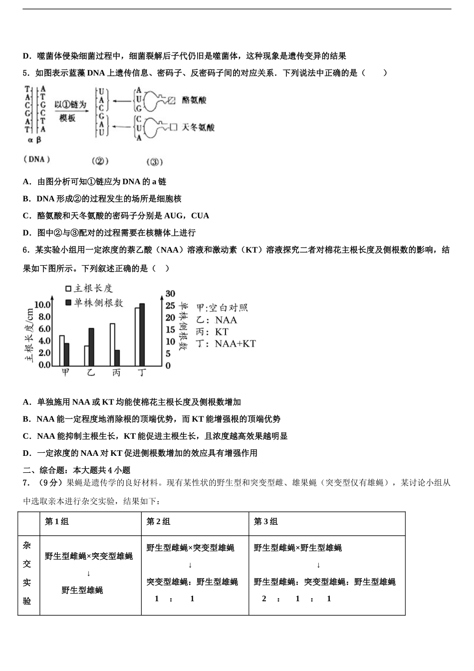 2024年安徽省利辛县阚疃金石中学高三考前热身生物试卷含解析_第2页