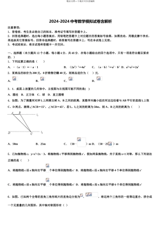 2024年安徽省合肥市庐阳区重点达标名校中考数学最后冲刺浓缩精华卷含解析