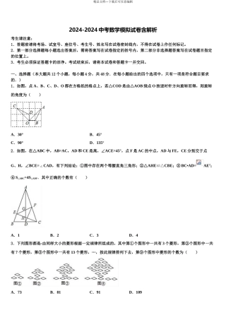 2024年安徽省合肥市第三十八中学等六校中考数学全真模拟试题含解析