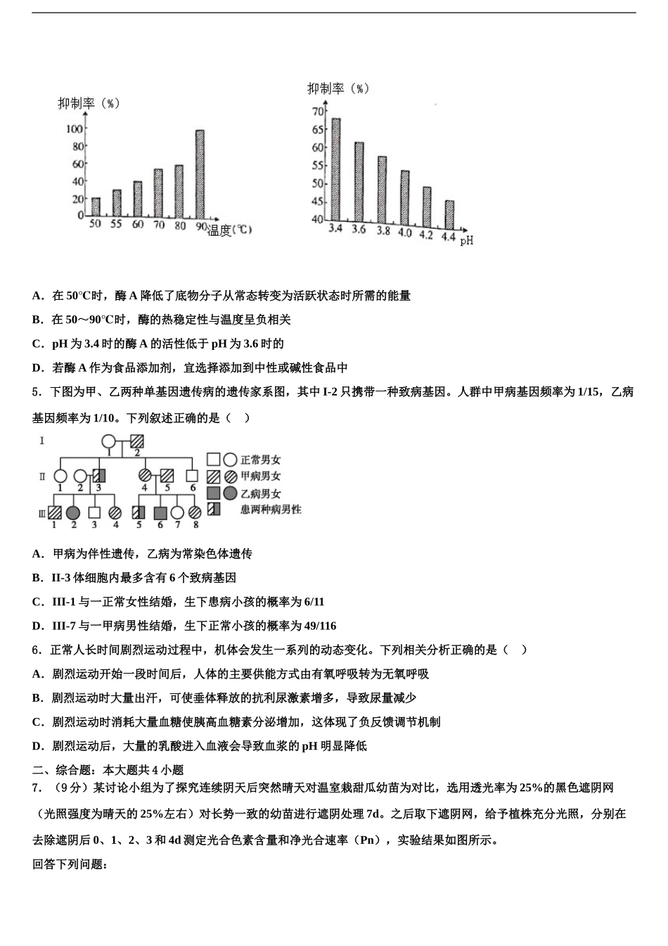 2024年安徽省合肥市长丰中学高三3月份模拟考试生物试题含解析_第2页