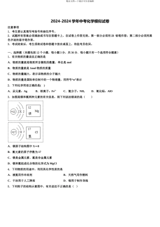 2024年安徽省合肥高新区达标名校中考化学全真模拟试题含解析