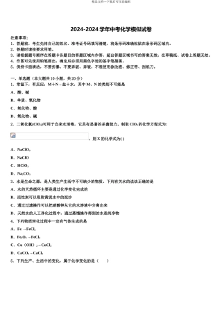2024年安徽省合肥市高新区重点中学中考押题化学预测卷含解析