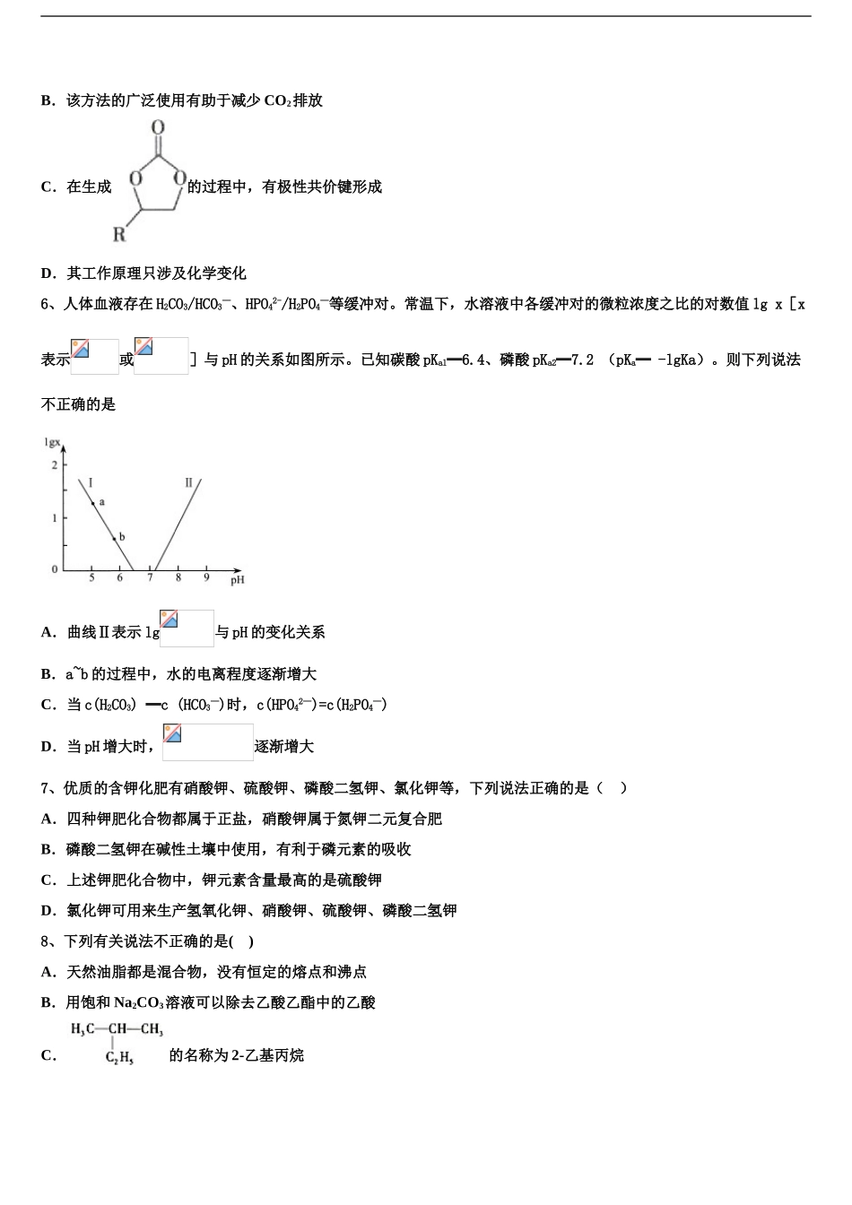2024年安徽省宿州市时村中学高三第二次诊断性检测化学试卷含解析_第2页