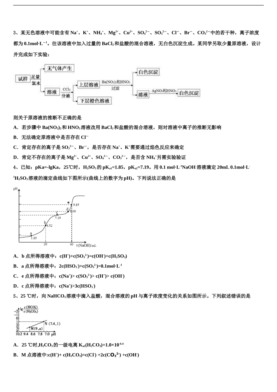 2024年安徽省新城高升学校高三适应性调研考试化学试题含解析_第2页