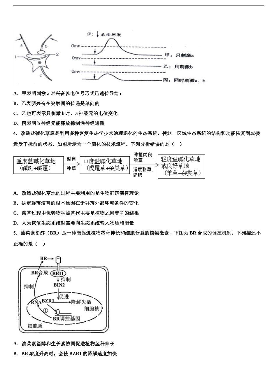 2024年安徽省无为县开城中学高三六校第一次联考生物试卷含解析_第2页