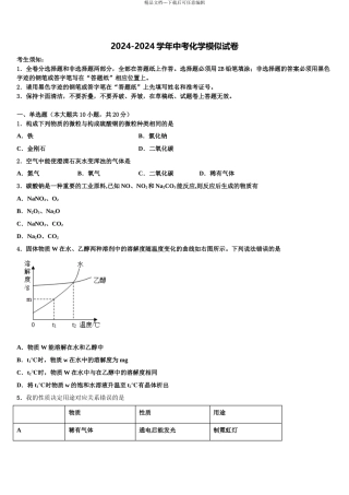 2024年安徽省池州市贵池区重点达标名校中考适应性考试化学试题含解析