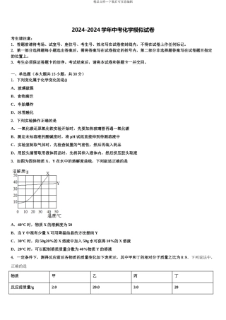 2024年安徽省沿淮教育联盟重点达标名校中考试题猜想化学试卷含解析