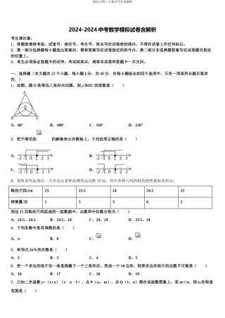 2024年安徽省涡阳县达标名校中考数学押题试卷含解析