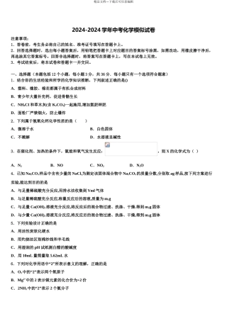 2024年安徽省滁州市南谯区市级名校中考化学模拟精编试卷含解析
