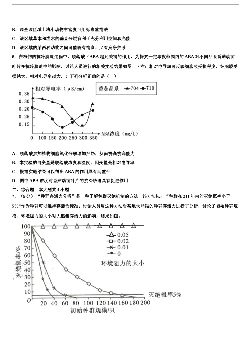 2024年安徽省滁州市定远县英华中学高考生物必刷试卷含解析_第2页