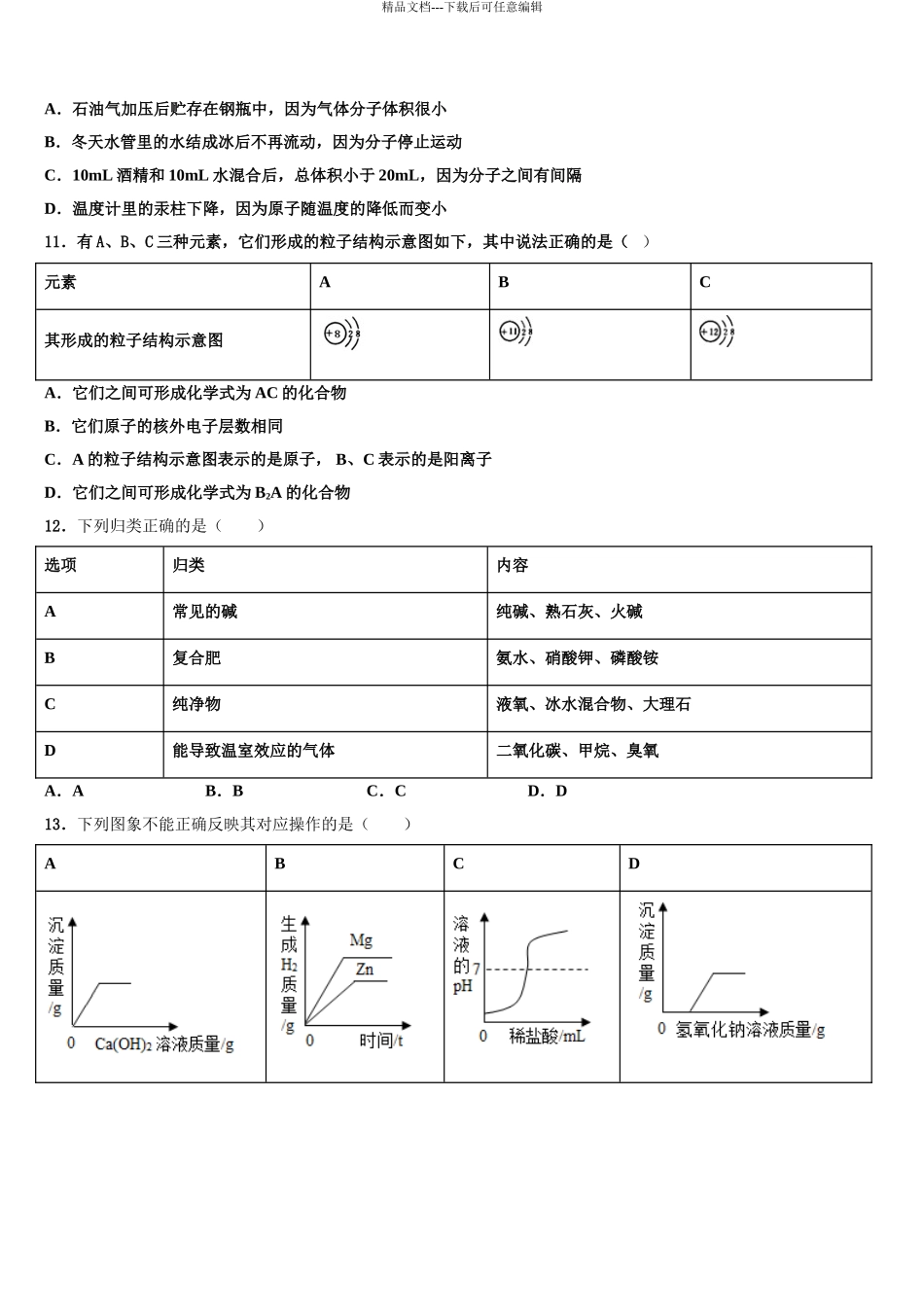 2024年安徽省蚌埠市中考押题化学预测卷含解析_第3页