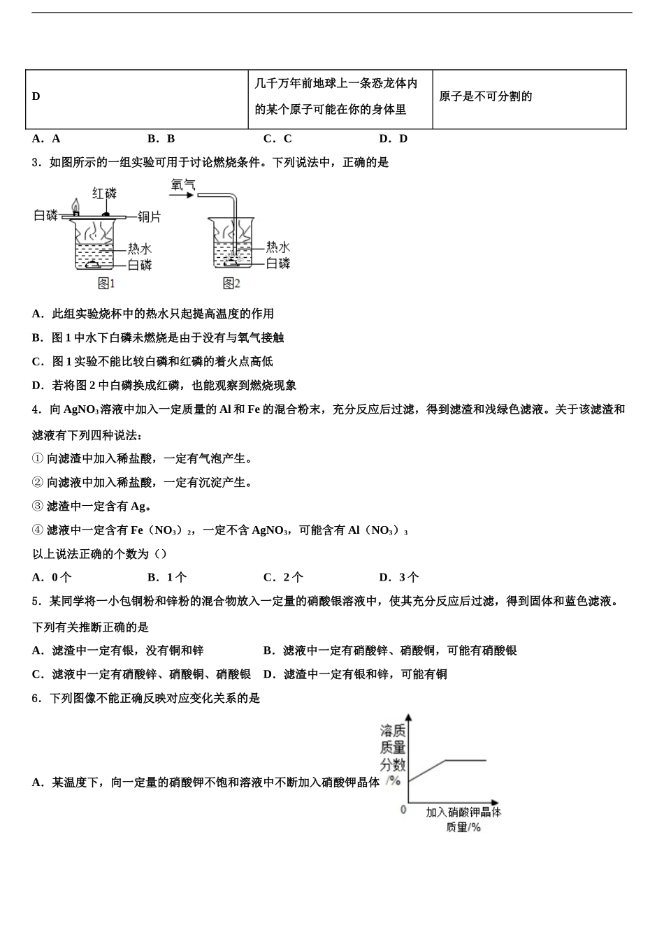 2024年安徽省阜阳市城南中学中考化学模拟试题含解析_第2页