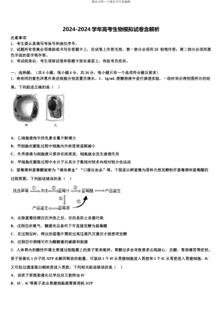 2024年安徽省阜阳市太和县第一中学高考仿真卷生物试题含解析