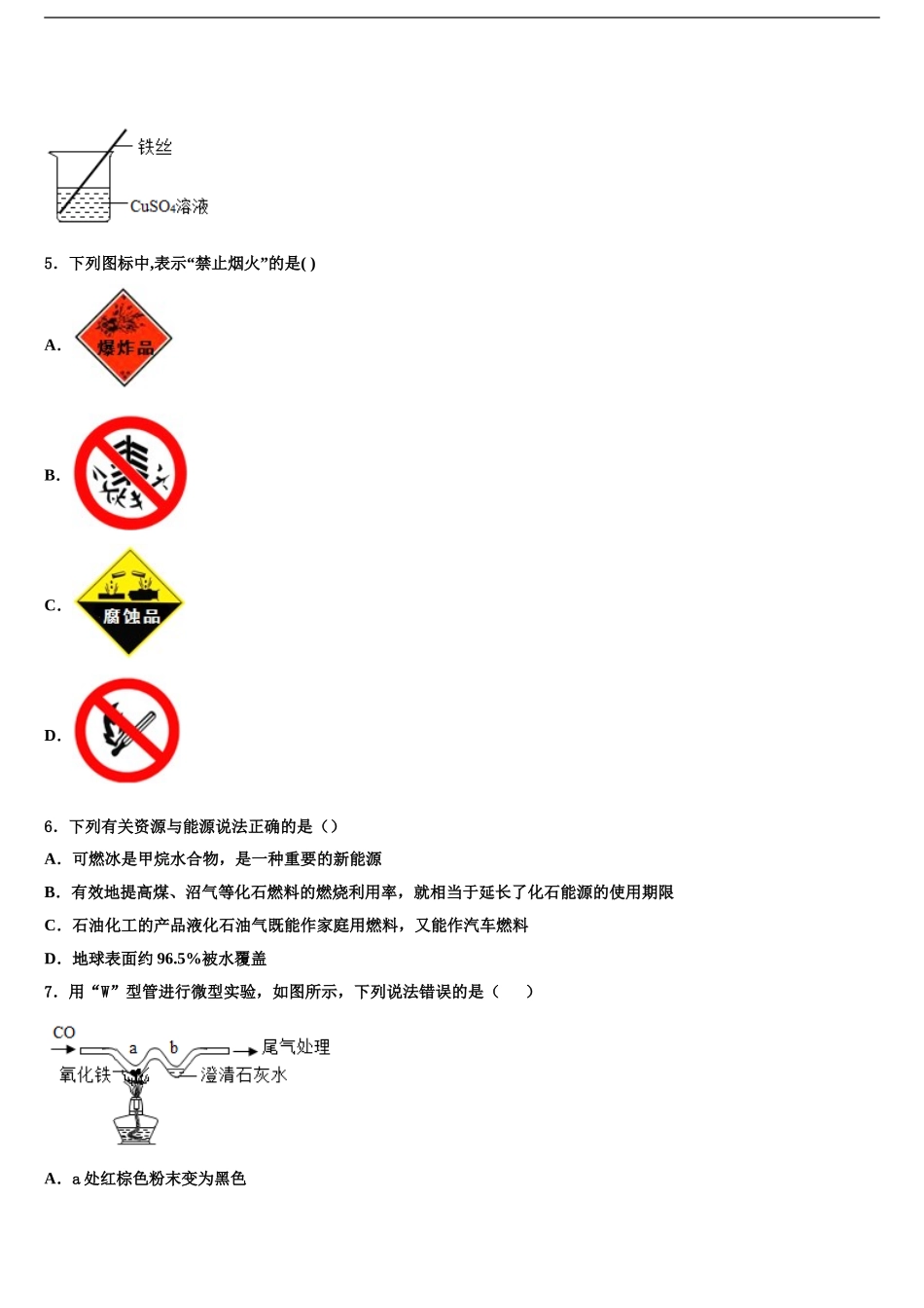 2024年安徽省颍上三中学中考化学模拟精编试卷含解析_第2页