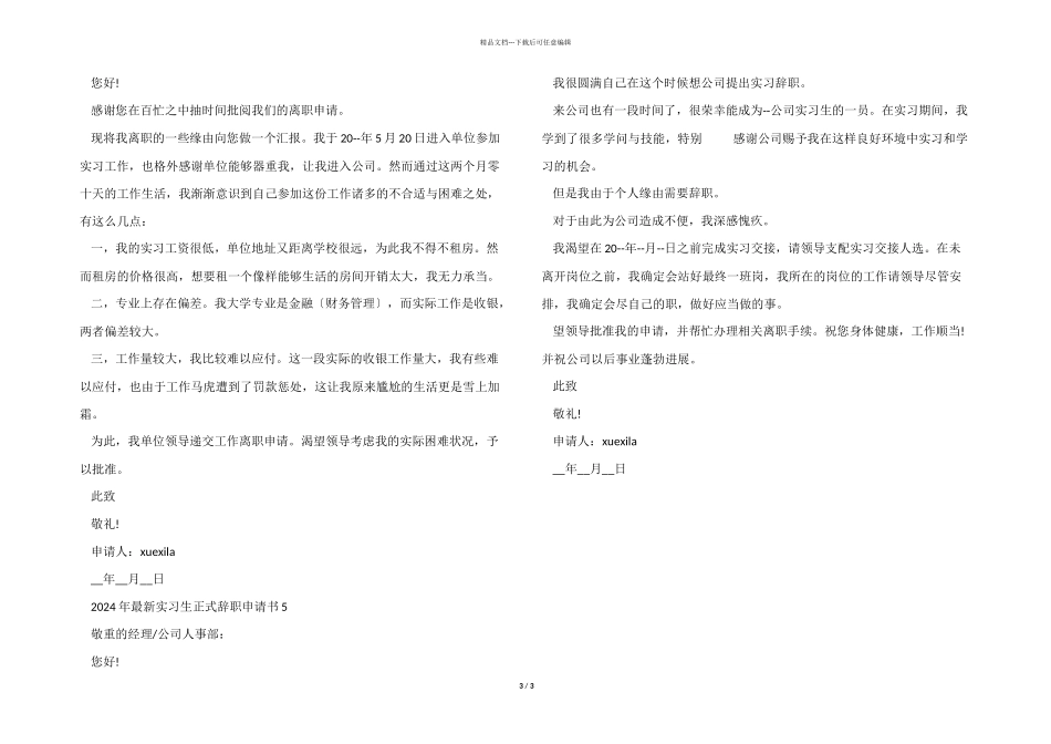 2024年实习生正式辞职申请书_第3页