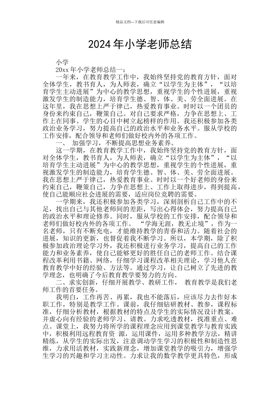 2024年小学教师总结_第1页