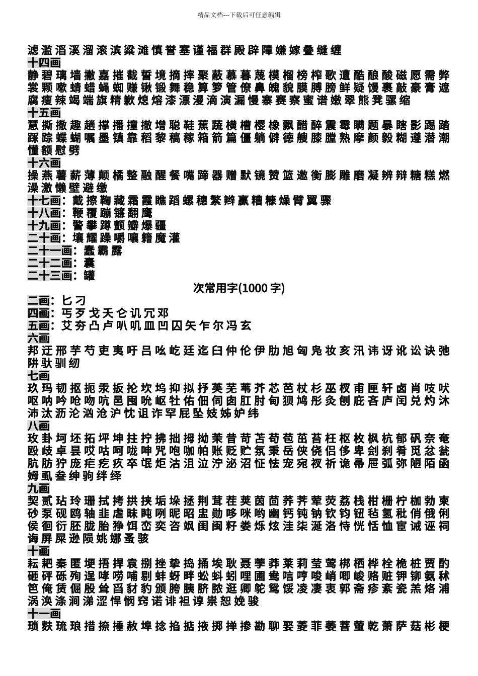 2024年小学生语文3500个常用汉字表_第3页