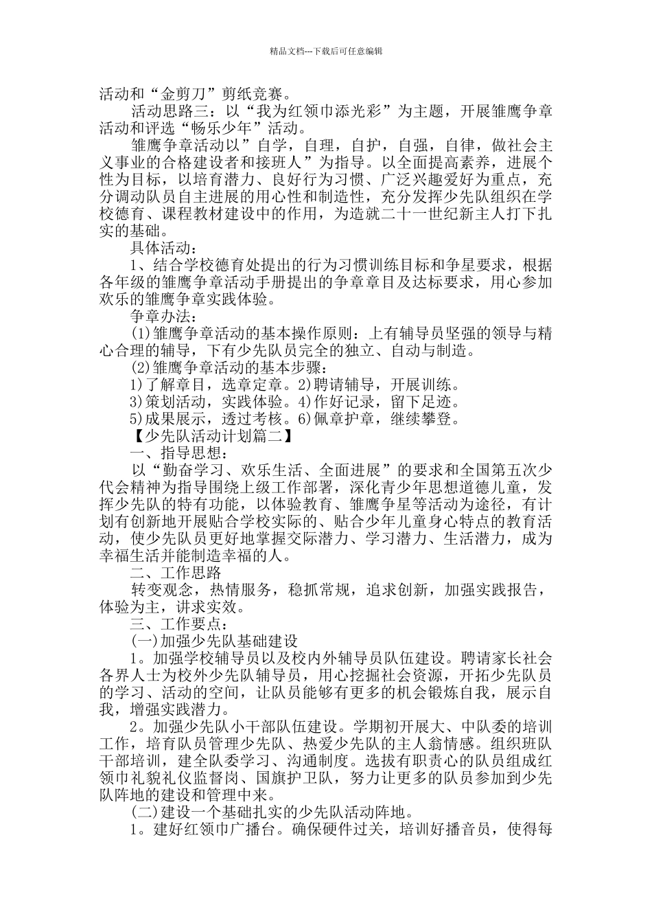 2024年少先队活动计划书精选范文_第2页