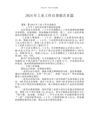 2024年工业工作自查报告多篇