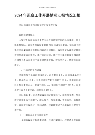 2024年巡察工作开展情况汇报情况汇报