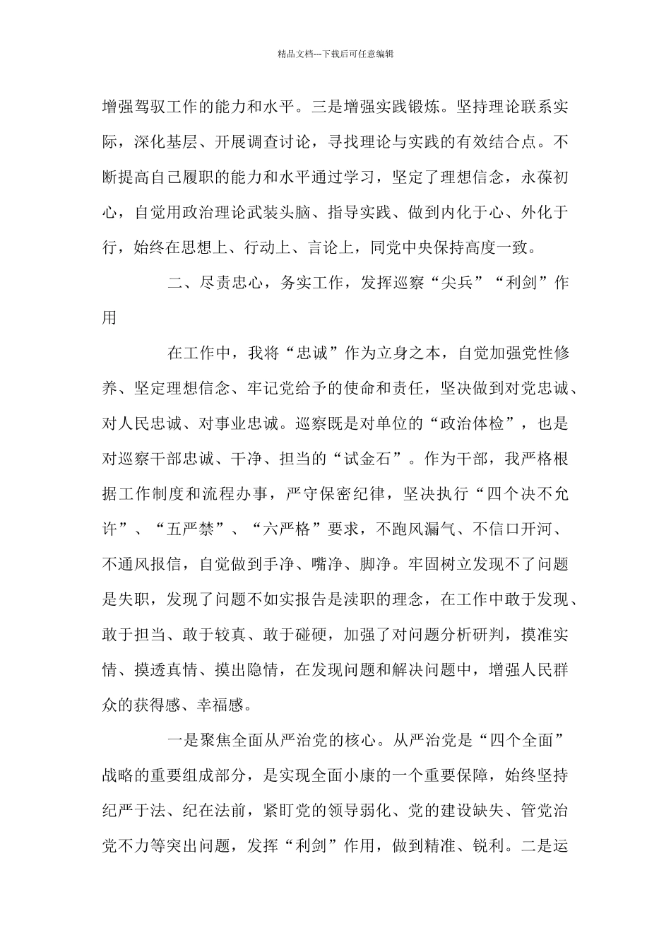 2024年巡察干部个人述职述廉报告十一篇_第2页