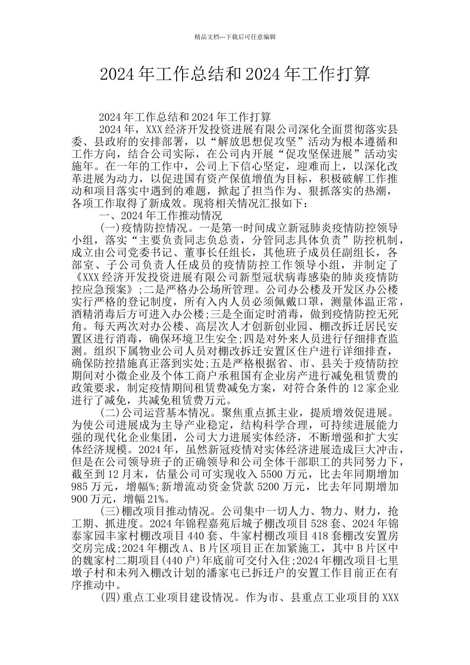 2024年工作总结和2024年工作打算_第1页