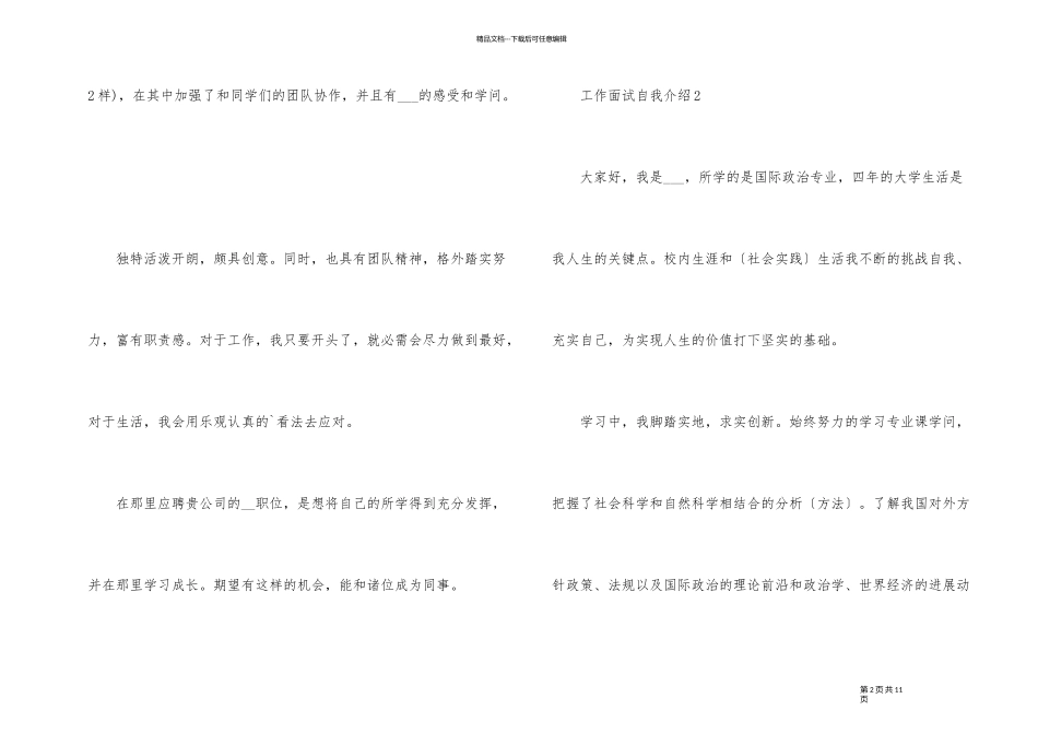 2024年工作面试自我介绍5篇_第2页