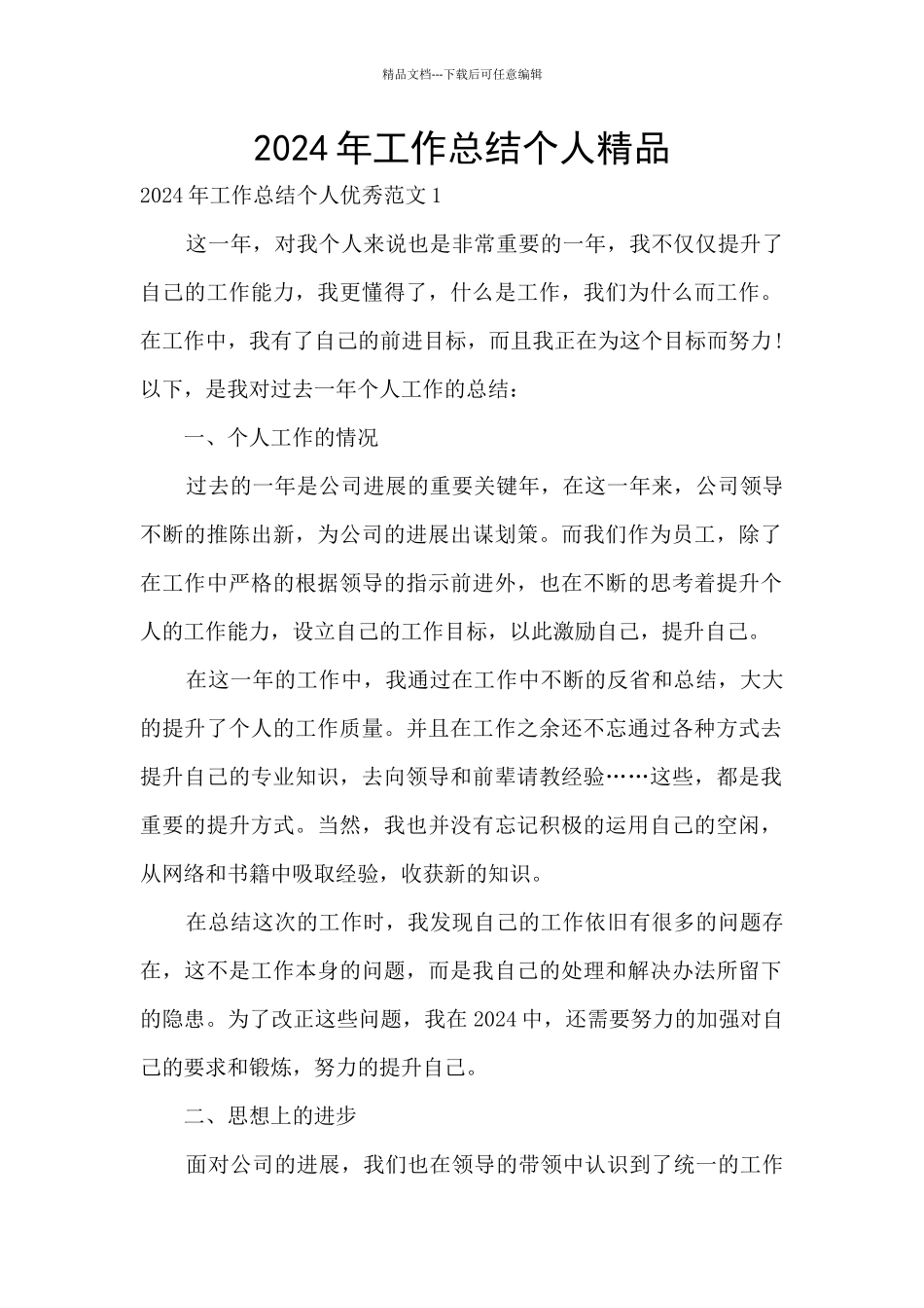 2024年工作总结个人精品_第1页
