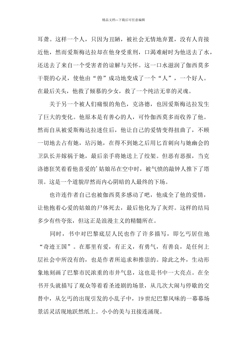 2024年巴黎圣母院深刻读书心得_第3页