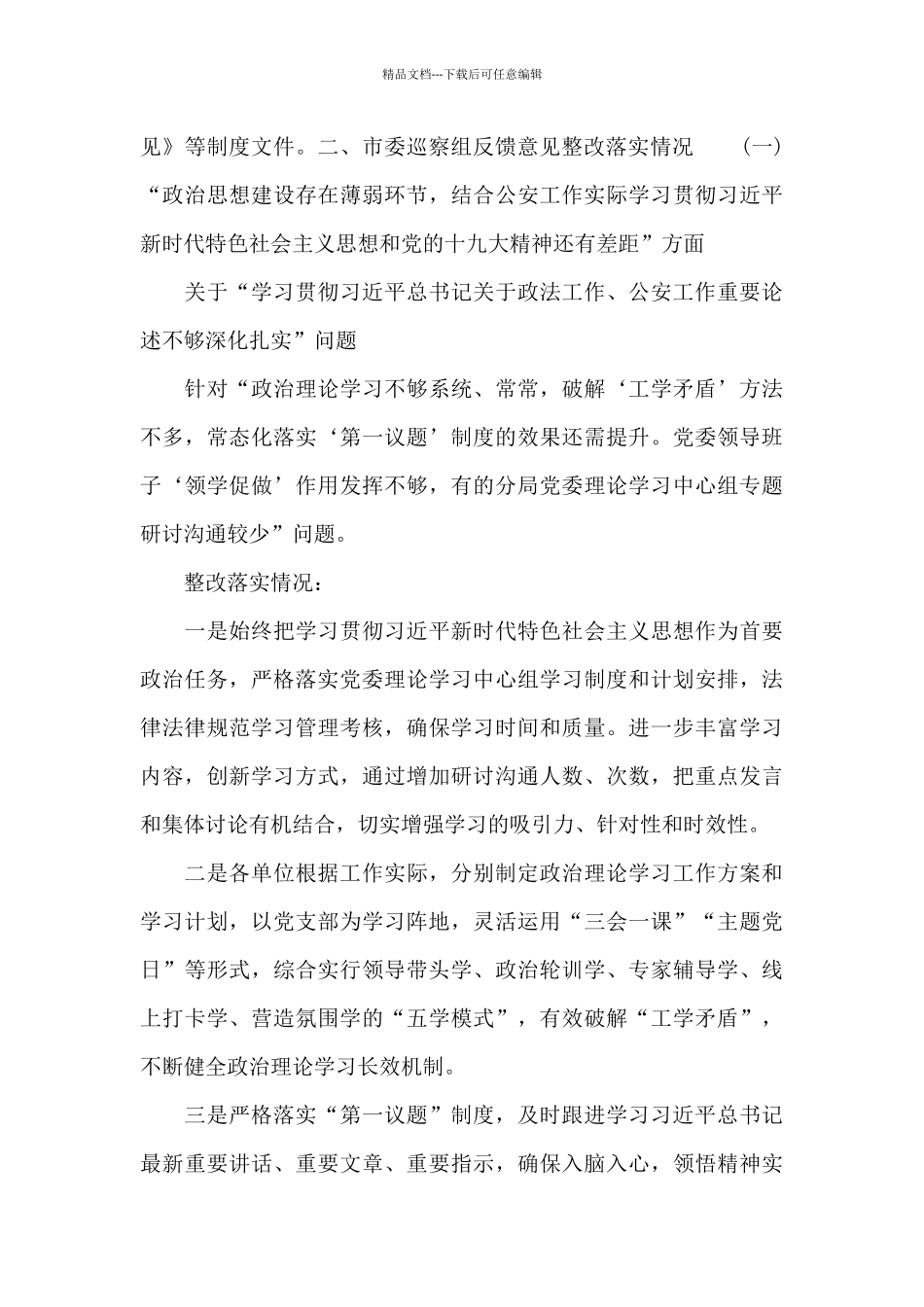 2024年市公安局党委开展巡察整改进展情况报告_第3页