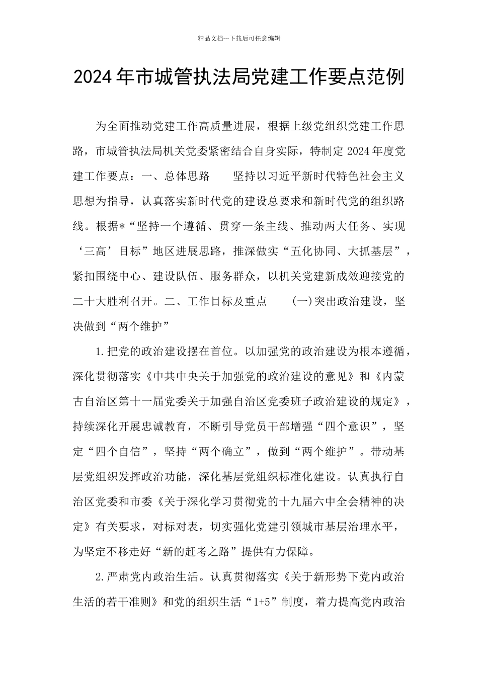 2024年市城管执法局党建工作要点范例_第1页