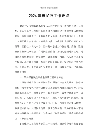 2024年市民政工作要点