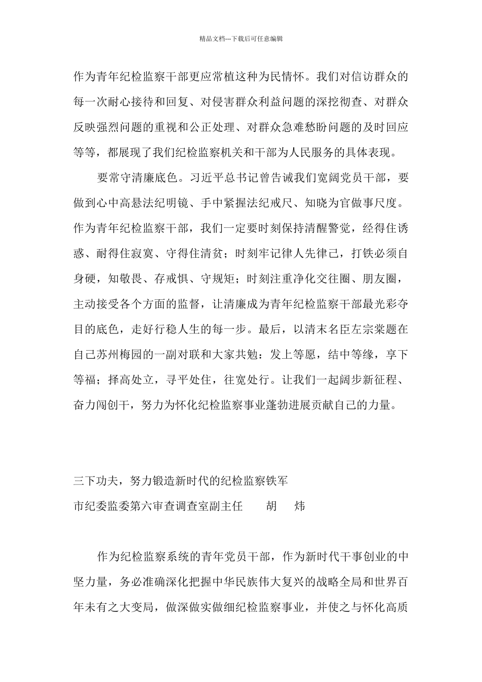 2024年市纪委监委优秀青年干部座谈会发言摘登8篇_第3页