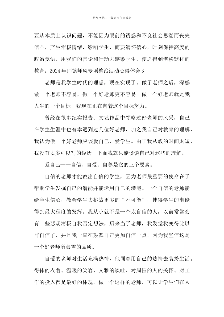 2024年师德师风专项整治活动心得体会_第3页