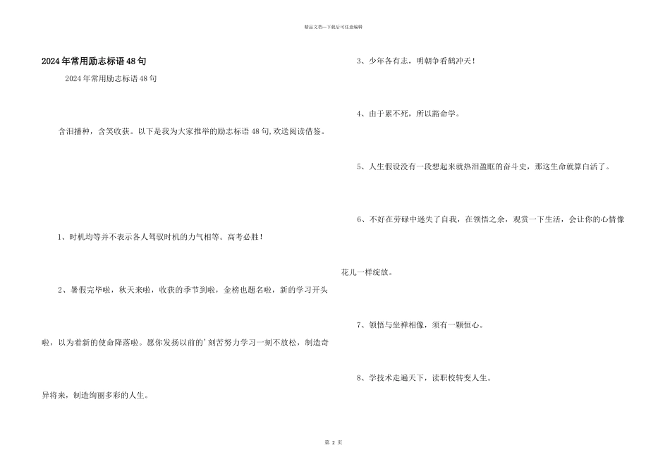 2024年常用励志标语48句_第1页