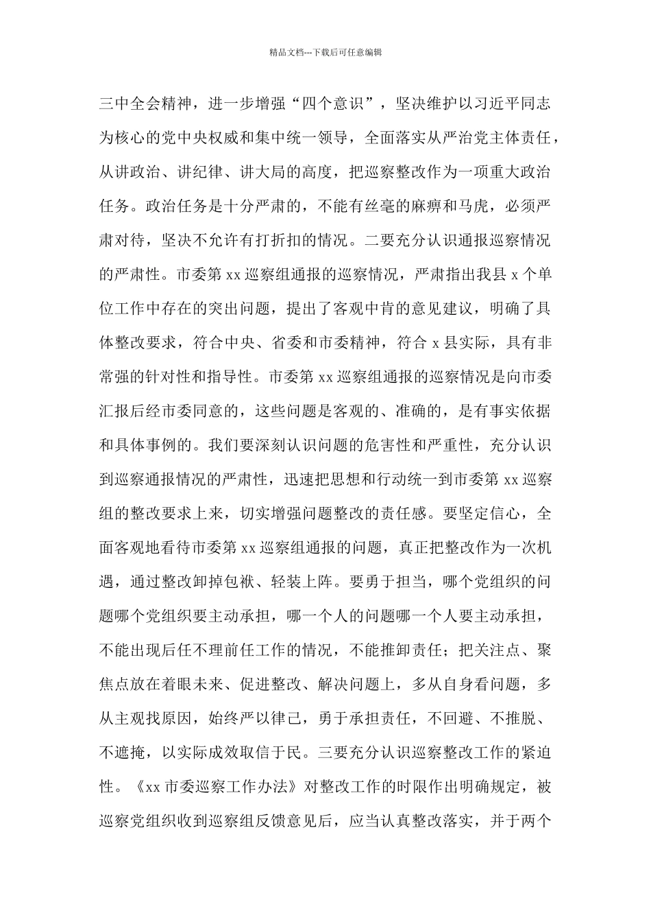 2024年干部在落实市委巡察组巡察整改工作会议上的讲话范文_第2页