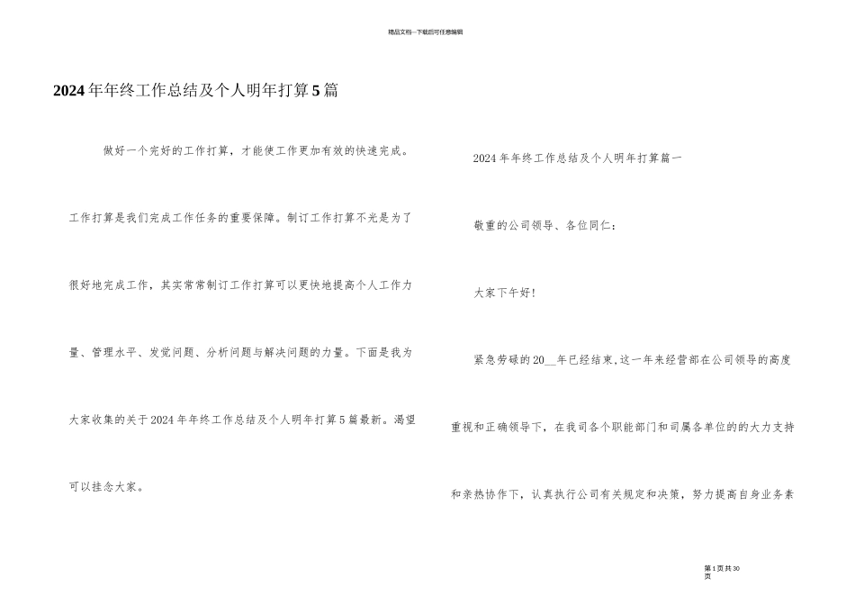 2024年年终工作总结及个人明年计划5篇_第1页